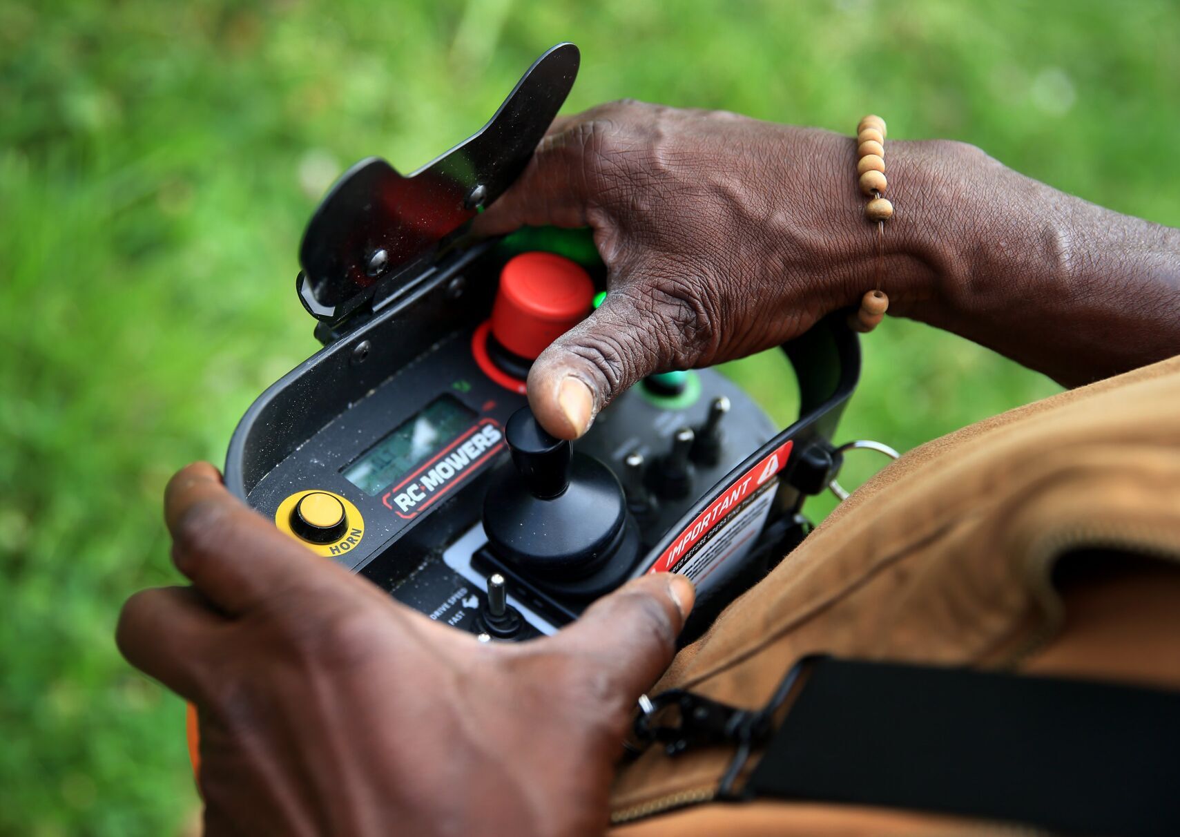 Remote controlled lawn mower used by St. Louis Department of Parks, Recreation, and Forestry